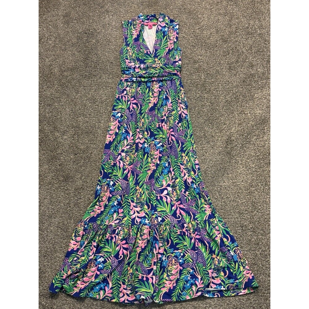 Lilly Pulitzer Pearce‎ Maxi Dress Size XXS How You Like Me Prowl Jungle Print